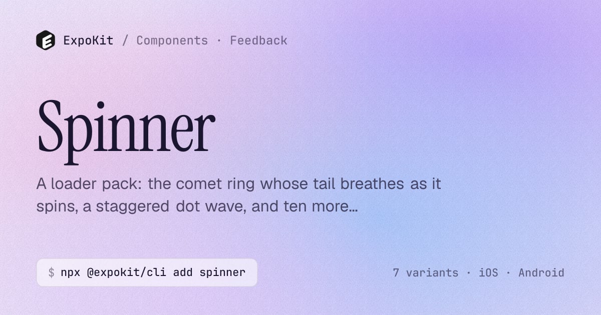 Spinner — React Native component for Expo — ExpoKit