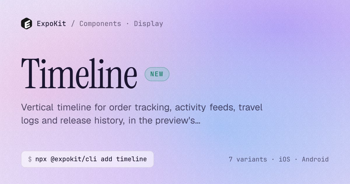 Timeline — React Native component for Expo — ExpoKit