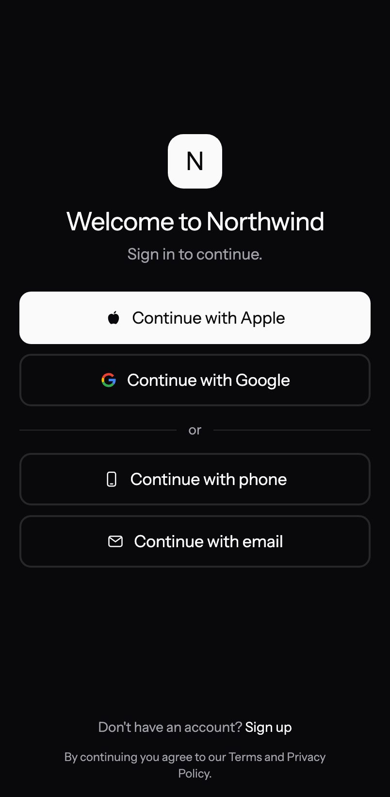 Sign In screen